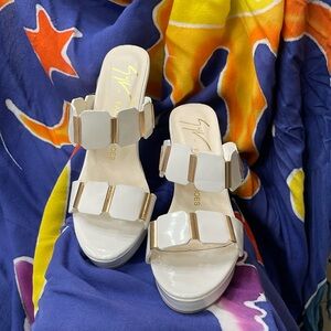 White and Gold platform shoes